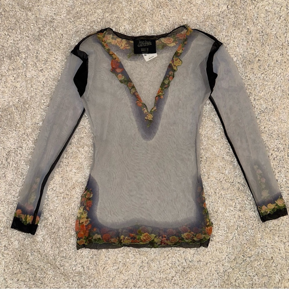 Vintage Jean Paul Gaultier floral mesh top medium